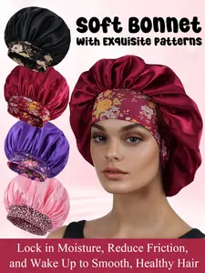 Women's Satin Sleep Cap, Soft Comfort Design, Night Use, Fashionable Headwear for Natural Curls, Curly Style, Unisex Stylish Accessory, Bonnets For Sleeping