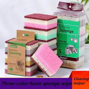 MFDD Kitchen Cleaning Sponge Pack of Five Pieces - Non-Scratch Dish Washing Sponge, Double-Sided Scouring Cloth, Durable Scratch-Resistant Sponge for Household Cleaning