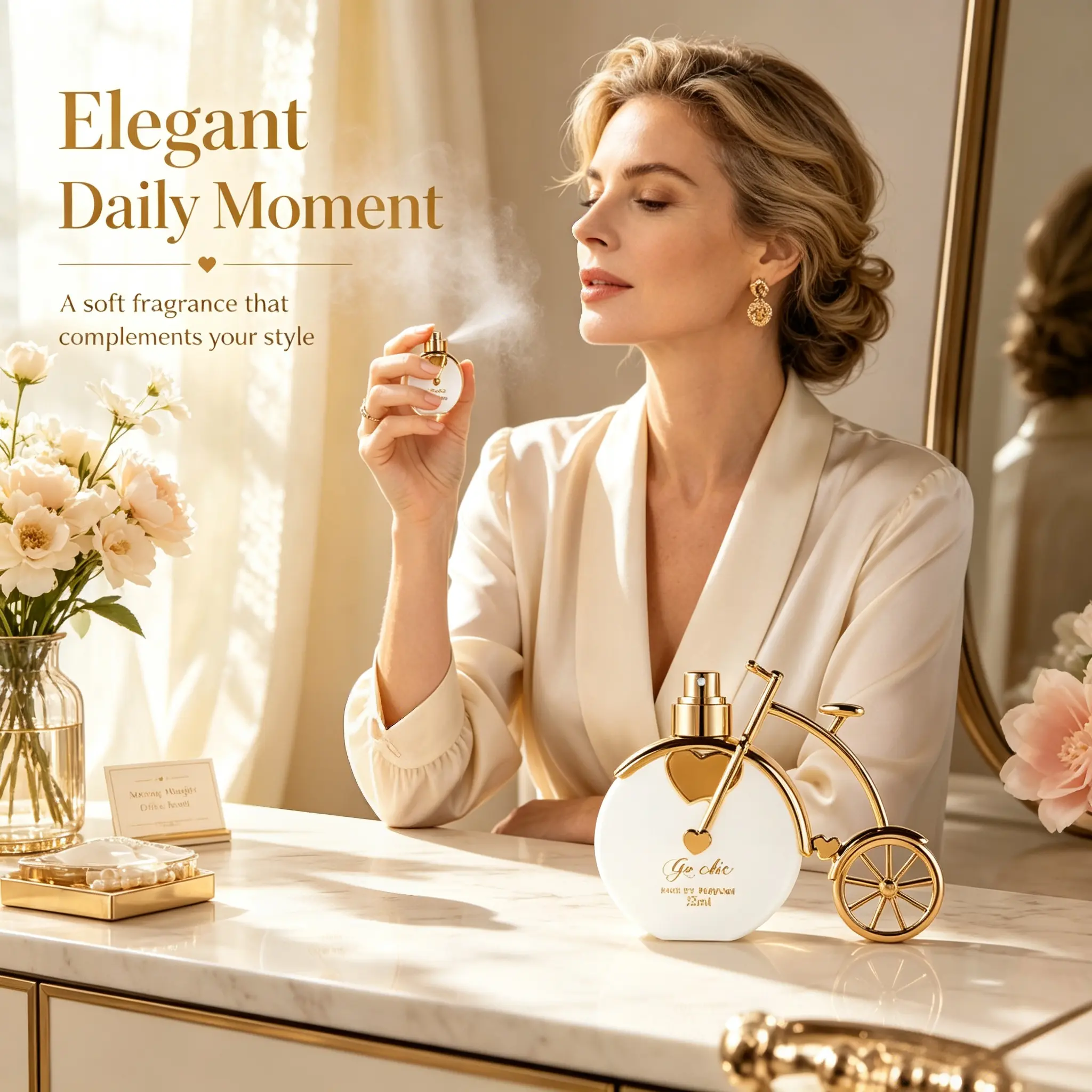 Ladies Fruit Fragrance 25ml, long-lasting fragrance for ladies, cologne, a perfect gift, unique bicycle-shaped portable long-lasting fragrance perfume set, suitable for giving to her