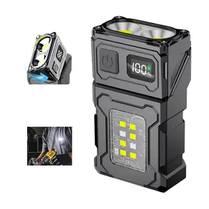 Multi-functional Mini LED Flashlight COB Work Light, 3 Flashlight and 4 Side Light Modes, 180° Rotatable Head, Magnetic and Pen Clip Function, USB Rechargeable Lamp Suitable for Outdoor, Camping, Repair and Emergency Lighting, Portable LED Flashlight