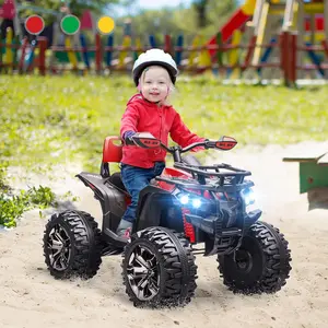 Aosom 12V Kids 4 Wheeler, Ride on ATV for Kids with Music, Realistic Headlights & Wide Wheels, 1.8-5 mph Speed Range, Toddler Quad for Boys and Girls
