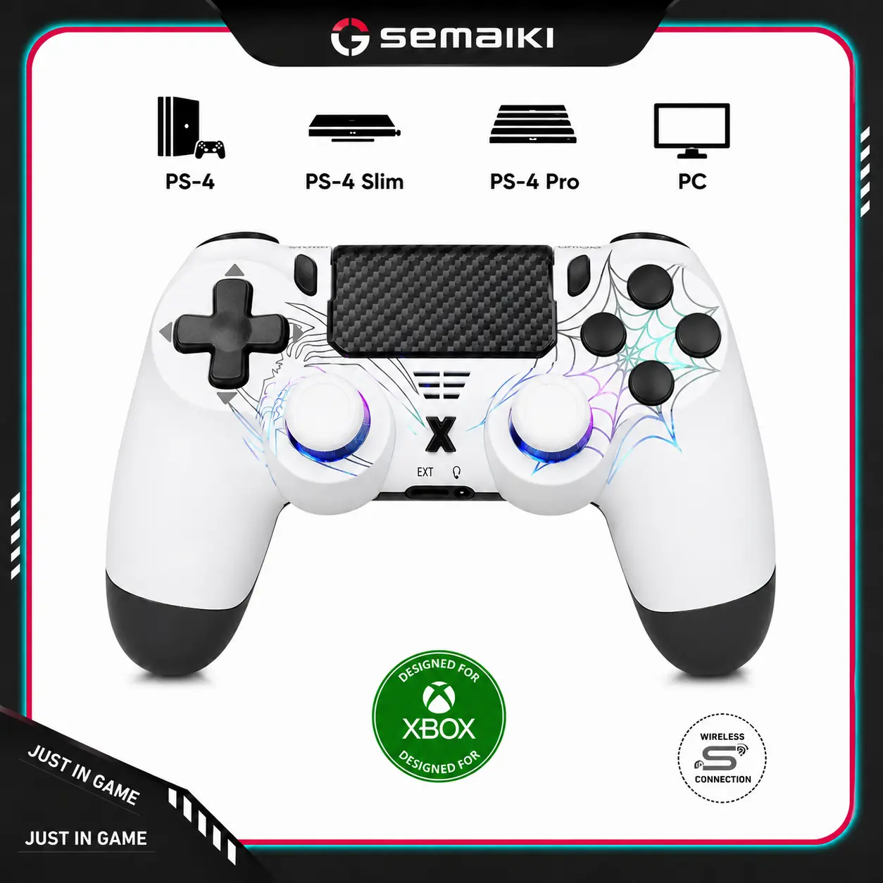 Wireless Controller for P-4,Wireless Game Controller for P-4/Pro/Slim Console, with Dual Vibration/6-Axis Gyro Sensor/Audio Function compatible for PC Platform (WHITE)