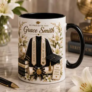 Personalized Graduation Mug 2D Printed 3D Effect Coffee Mug, Custom Name College Grad Cup, Durable Ceramic Keepsake for Students, Graduates, Class of 2026 Celebration, University Graduation Gift Idea for Him Her Friends Family