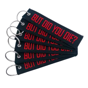 6 Pack But Did You Die? Keychain Tag Motorcycles Scooters Cars Gifts Key Keys Black Red Embroidered