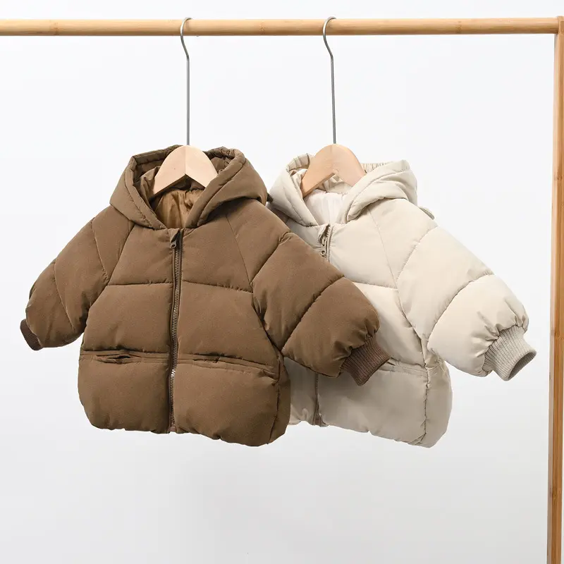 Children's Cotton Jacket Winter New Hooded Coat Boys and Girls Baby Thickened Puffer Jacket Cotton Padded Jacket