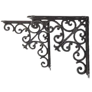 Sungmor 2PC Heavy Duty Decorative Brackets for Shelves, Vintage Victorian Cast Iron Shelf Bracket, Sturdy White L Shape Metal Corner Brace Shelf Supporter, 4.7" | 7.2" | 8.9" Wall Mounted Floating Shelf Brackets