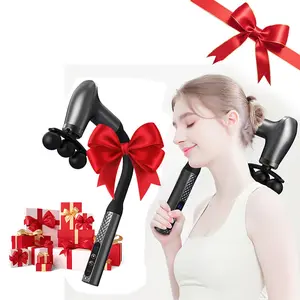 Deep Tissue Massage Gun with Extended Handle, Back Pain Relief, Muscle Neck Shoulder Waist Leg Massager, 5 Replaceable Heads, 9 Speed Settings