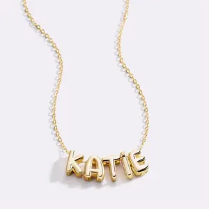 Custom Bubble Name Necklace in Gold or Silver