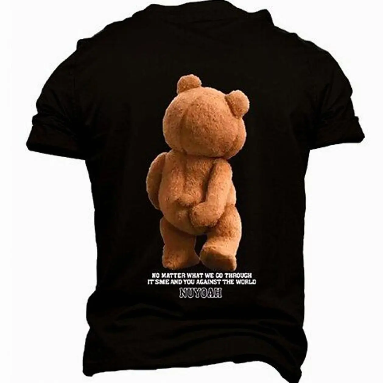Men's 3D Print Rude Offensive Toy Bear Crew Neck Cotton Short-Sleeve T-Shirt, Casual Classic Tops for Spring Summer Street Sports, Black, S-XXXL, TJX