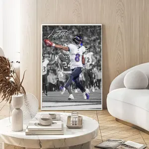 Lamar Jackson Poster,  Football Game Day Paper Poster, Man Cave Decor, Sports Fan Room Decor, Gift for Football Lovers. No Framed