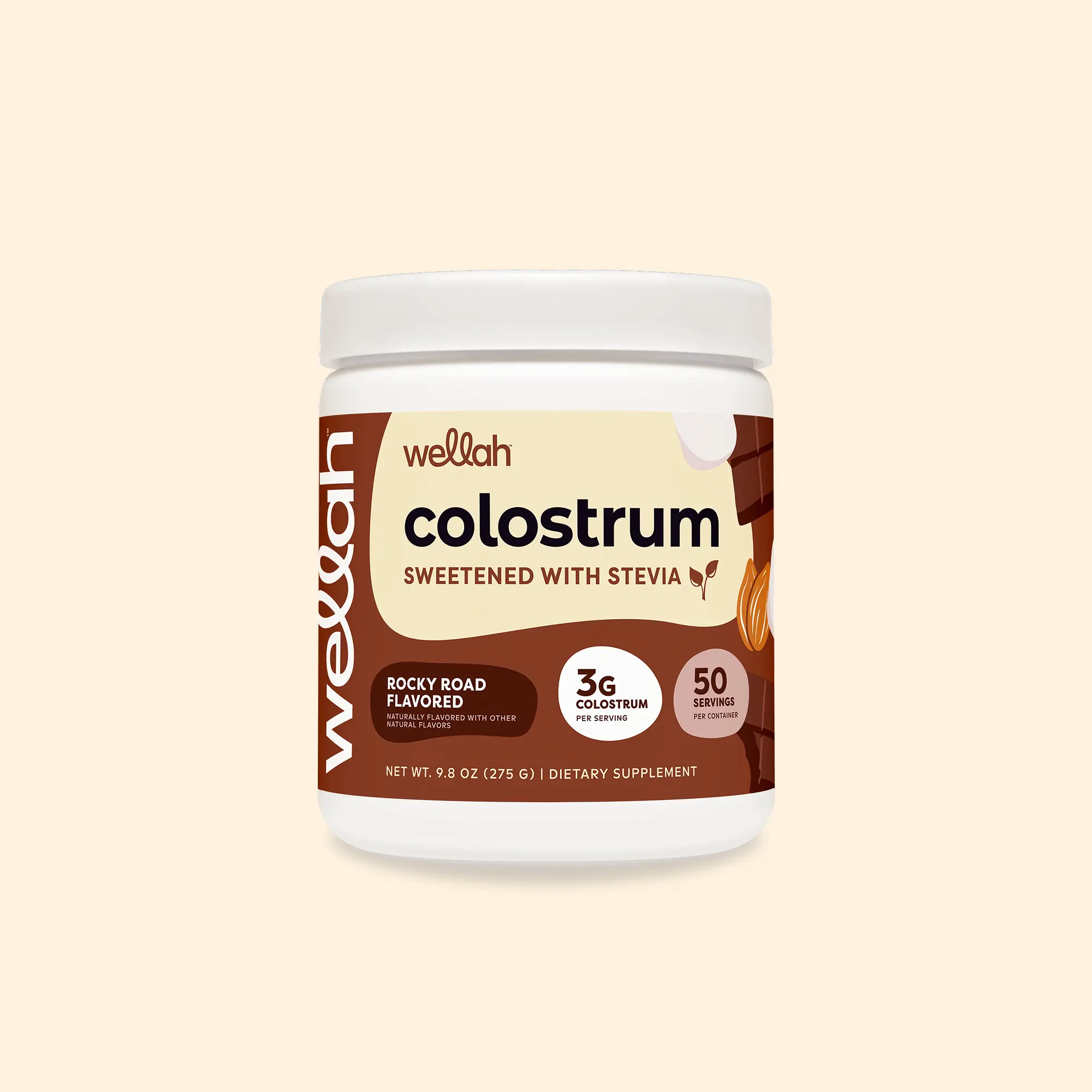 Wellah Colostrum - Pasteurized Unflavored Supplement with 3g per Serving, 50 Servings Total, for Gut Health & Fitness
