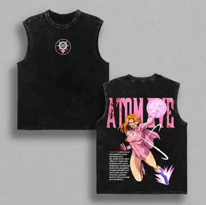 Atom Eve Invincible Anime Double Printed Vintage Washed Tee