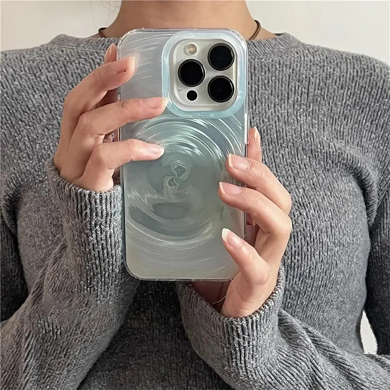 Mint Spiral Pattern Case, Protective Mobile Accessory, for Apple iPhone Smartphone Models 11 12 13 14 15 Pro Max, Stylish Protective Cover, Slim Profile, Durable Material, Shockproof Cover