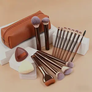 18-Piece Professional Makeup Set, Includes 14 Brushes, 1 Makeup Bag, 2 Cushions, 1 Cushion Box, Essential Beauty Tools for Makeup Artists