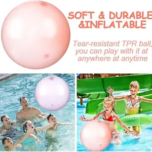New 60cm Inflatable Round Bubble Ball, Transparent Water Filled Bubbles, Tpr Blow-Up Ball, Party Toy, Choking Hazard Warning