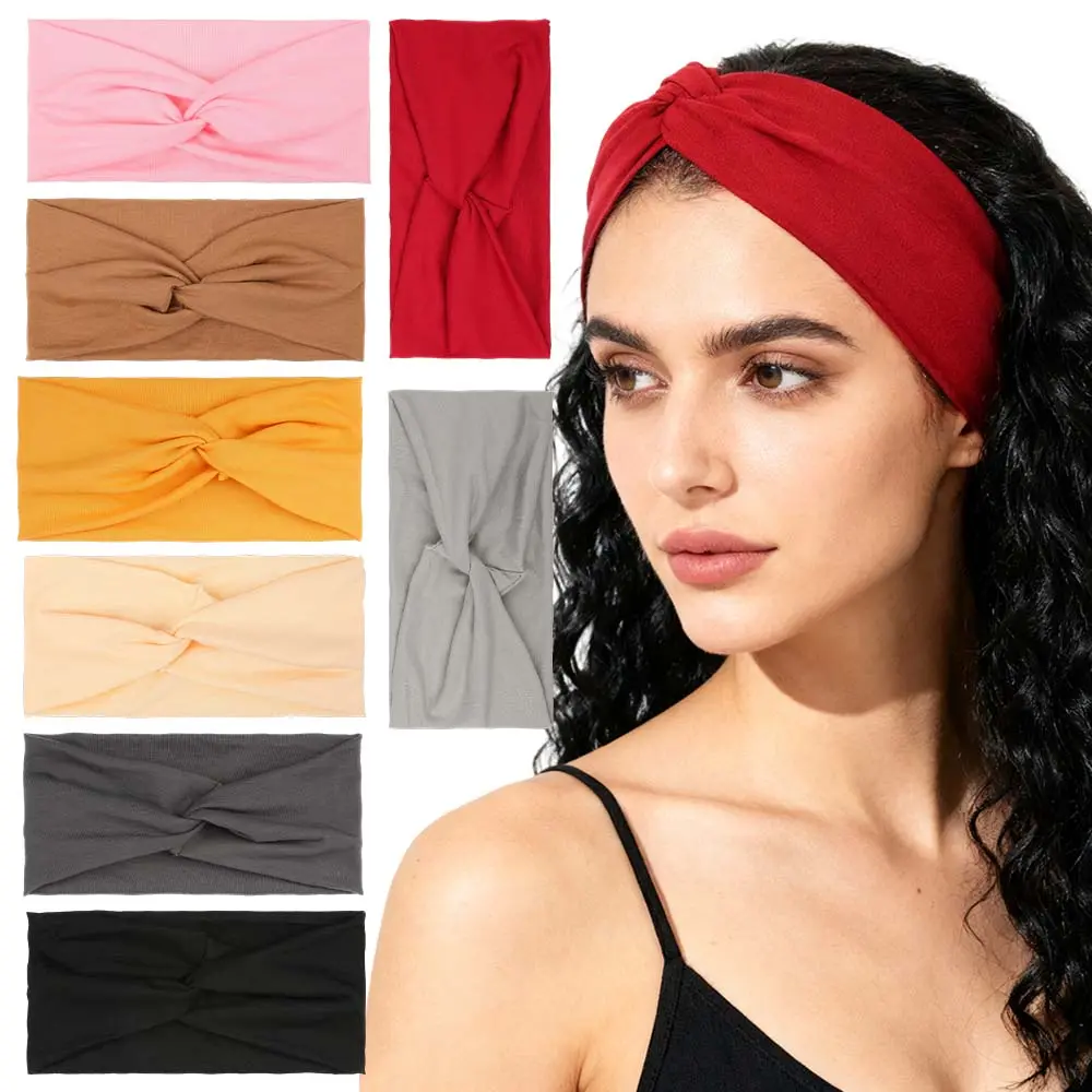 Women's 8pcs Vibrant Boho Sporty Sports Headbands - Soft, Non-Slip, Elastic Large Turban Headwraps, Ideal for Yoga, Workouts, Hair Scarf Use,summerwins clothes
