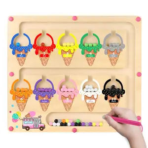 Magnetic Color and Number Maze,Montessori Toy for 2-5 Years Old Girls,Wooden Magnet Balls Puzzles,Toddler Busy Board Game,Preschool Learning Activities,Christmas & Birthday Gift for Kids
