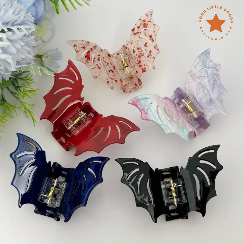 Bat Wing Hair Claw Clip, Halloween Vampire Goth Aesthetic Hair Accessories, Non-Slip Grip Claw for Women, Wife, Girls, Gf, Bff, Bold Designs Gifts for Daily Wear, Party, Birthdays, School, Work