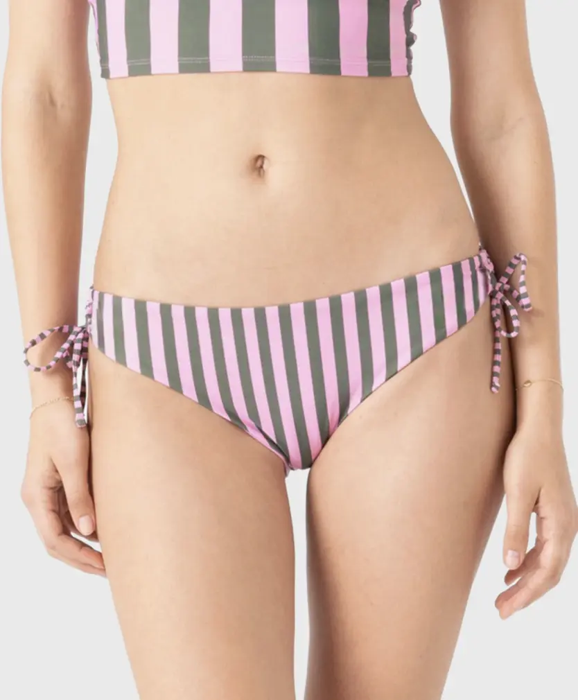 ROXY Stripe Out Lace Hipster Bikini Bottom - Striped Side-Tie Swimsuit Bottoms, Laced-Up, Nylon-Lycra, Feminine Surf Swimwear, Laced-Up Bikinis Bottoms