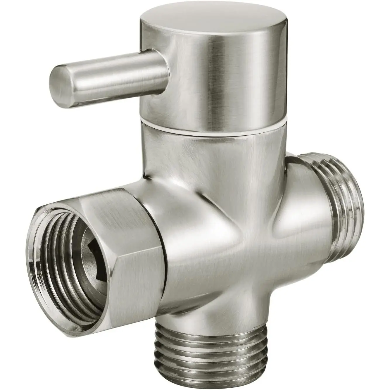 Solid Brass 3-Way G1/2 Shower Diverter (Brushed Nickel)