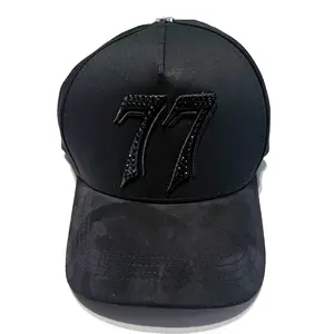 Black Rhinestone 77 Cap | Y2K Streetwear Baseball Hat