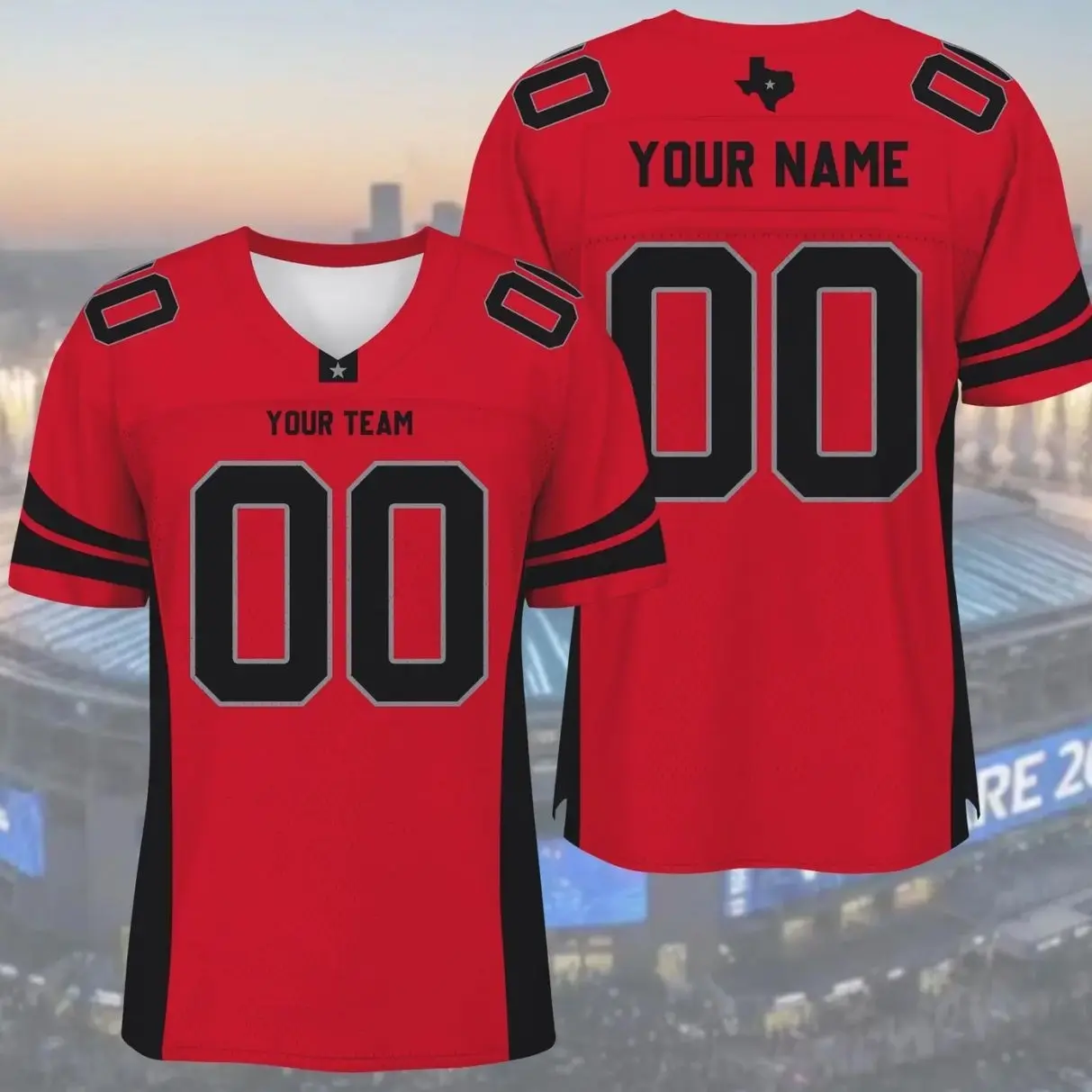 Texas Game Day Outfit, Personalized Houston Football Jersey, Custom Name Number Shirt Z1W