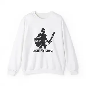 Faith Warrior Crewneck Sweatshirt - Righteousness & Psalm 34:8