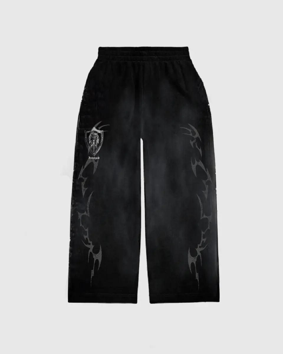 Intrepid Athletic Men's Stone Wash Flared Sweatpants - Vintage Graphic, Heavyweight Cotton Knit Fabric, Oversized Fit, Hem