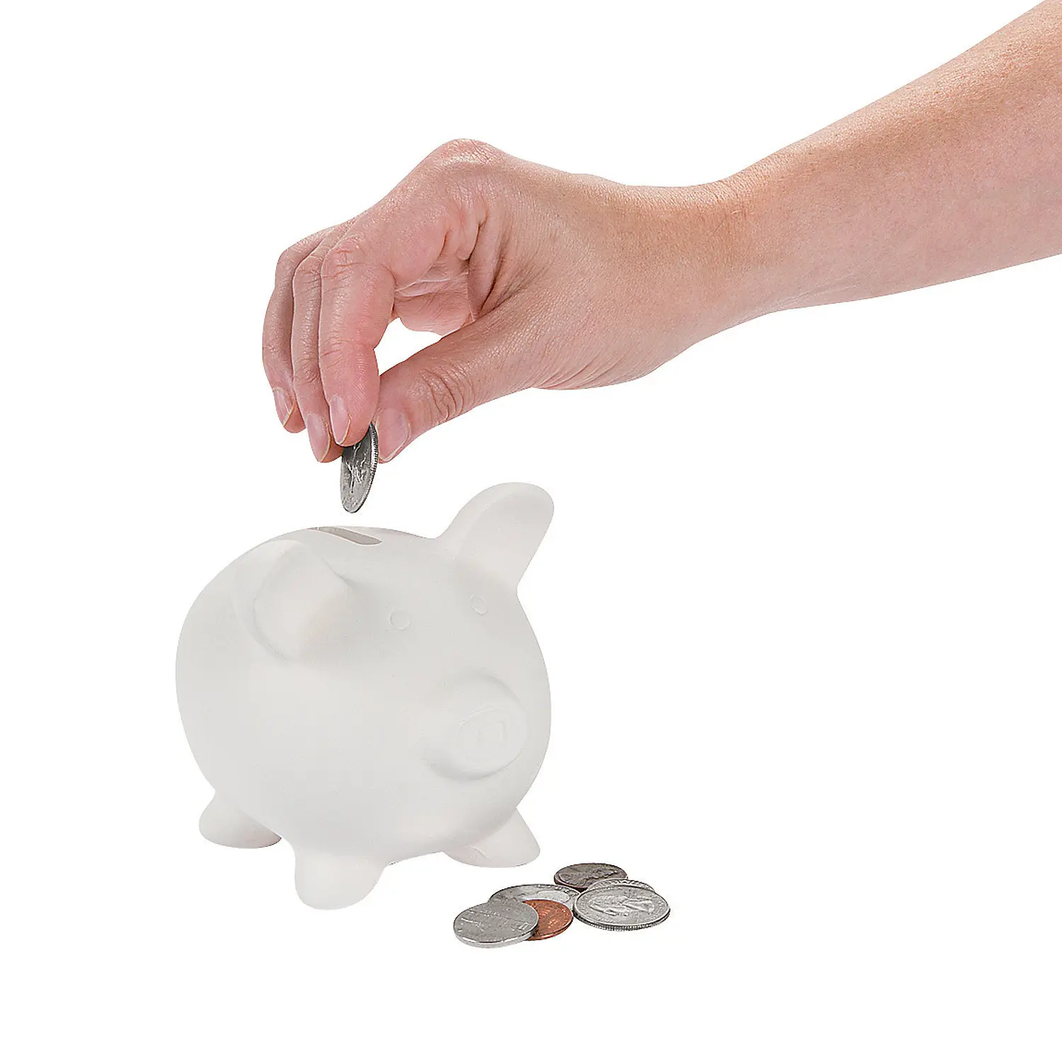 4" x 3" DIY Unglazed White Ceramic Piggy Banks - 12 Pc.