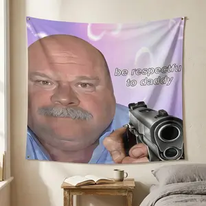 Funny Bertram Respectful to Daddy Feet Flag Meme Tapestry, Wall Hanging Decor for Bedroom, College Dorm & Outdoor Banner