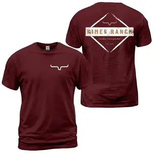 [Ship From US] Kimes Ranch White Geometric Back Print With Front Chest Horn Emblem