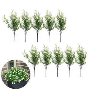 10/20/30/50 bundles of simulated artificial flowers, UV resistant plastic green plants, suitable for outdoor terraces, courtyards, wedding center decorations, dining table floral arrangements, home decoration, garden decoration