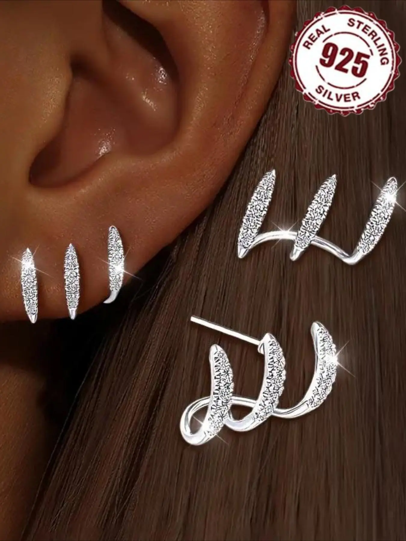 925 Sterling Silver Fashionable High Quality Earrings, Shining Sparkling Ear Jewelry with Zirconia, Suitable for Daily Music Festivals and Multiple Occasions, Artificial Zirconia Earrings
