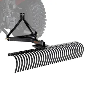 VEVOR Pull-Behind Thatch Remover,  60" Width, Equipped with 32 Durable Steel Prongs, Tractor-Compatible 3-Point Hitch Garden Rake, Ideal for Soil Preparation and Grass Maintenance