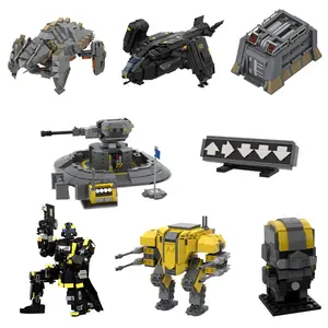 Gobricks MOC Helldivers 2 Super Destroyer Bricks Model EX Emancipator Exosuit Building Blocks Pelican-1 Shuttle DIY Assemble Toy