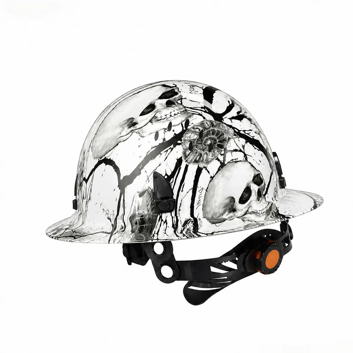 OSHA Compliant Carbon Fiber Full Brim Hard Hat - 6-Point Ratchet Harness, Adjustable Chin Strap, Vented, Impact-Resistant Industrial Grade Safety Gear (Universal for Men & Women), Vented Safety Helmet