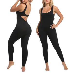 Soo Slick Sleeveless Scrunch Butt Yoga Jumpsuit – Backless, Tummy Control, Flared Fit – Ideal for Workouts & Casual Style Wear