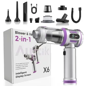 AUTTIK 25000Pa Cordless Car Vacuum High Power, Handheld Vacuum with Flexible Hose and Brush, Brushless Motor, Blow & Suction Mode, 6000mAh, Portable Vacuum for Car Interior Home Cleaning Cleaner Automotive