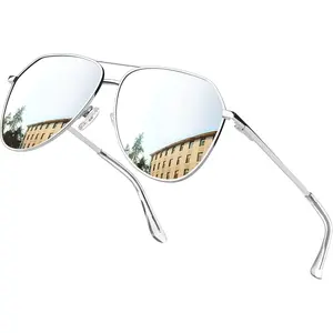 Polarized Metal Aviation Sunglasses Men, Classic Military Sun Glasses Women, Rectangle Shades UV400 Protection Costume