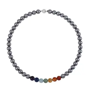 Seven Chakra Terahertz 350.00 ctw Beaded Necklace 20 Inches in Rhodium Over Sterling Silver Christmas Gifts