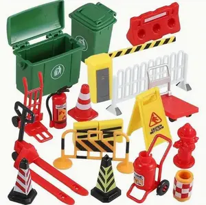 19pcs Traffic Sign Set, Street Road Sign Toy Set, Suitable for Cars and Trains, Teen Road Sign Toy Traffic Cone Mini Roadblock Educational Toy