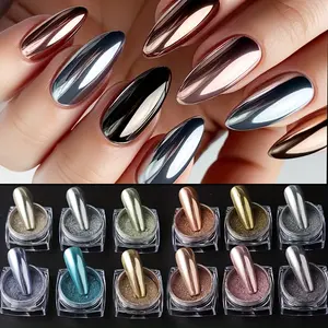Mirror Magic Nail Powder Set, Mirror Color Dipping Powder, Chrome Mirror Finish, Chrome Effect, Vintage Design Metal Nail Decorations, Nail Art Decoration