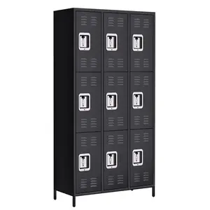Gaomon 9-Door Steel Storage Locker with Lock - 71 in H Moisture-Proof Metal Home Office Furniture, Legged Base, for Office Employees (Assembly Required)