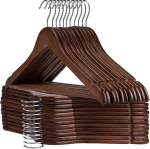 Wooden Hangers - 30 Pack - Clothes Hanger for Daily ,Heavy Duty  Hangers with Precisely Cut Notches,Coat Hanger for Closet, Clothes Hangers for Shirt Suit Dress (Walnut)