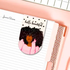 Comfy & Cozy II Magnetic Bookmark - Beautifully Illustrated Two-Sided Design for Books Notebooks Planners Journals 2" Tall Folded Size Cardstock Paper Laminated One Side