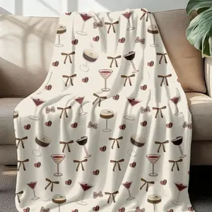 Espresso Martini Themed Flannel Cozy Blanket - 280GSM Soft Throw Blanket, Whimsical Home Decor, Living Room & Bedroom Decor Ideas, Ideal Gift for Coffee Enthusiasts,summervibes