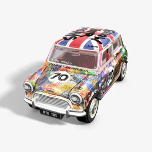 Hot Wheels x Mr Brainwash 1964 Austin Mini Cooper S 1:64 Scale Diecast Collectible Model Car - Art-Inspired Zamac Body Collector Item