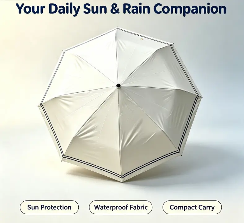Minimalist UV 5-Fold Screen Print Umbrella, Lightweight Metal Frame, Waterproof, Smooth-Opening Design, Uv Umbrella