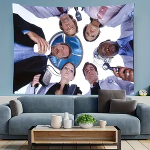 House Doctor TV Series Wall Tapestry - 3x5Ft Polyester Poster with Humorous Medical Theme, Herringbone Pattern, Horizontal Design Bedroom Decoration Items