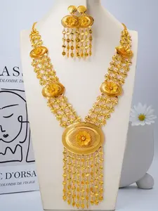 Vintage Courtly Tassel Jewelry Set, Wedding Party Necklace Earrings Two Piece Set, High-End Gift Box, Bride Bridesmaid Accessories